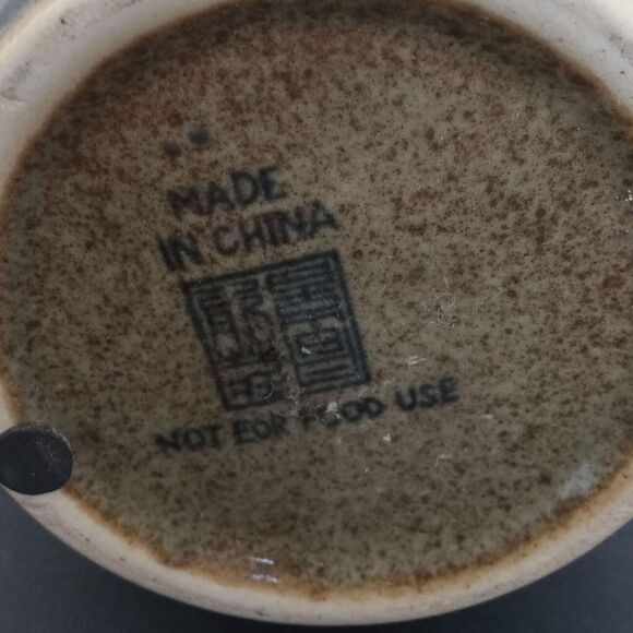 Vintage Pair Chinese Meizhou Pottery Stoneware Covered Double Handed Poem Jars - Picture 13 of 13